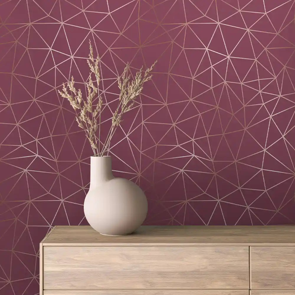 Papier Peint Géométrique Bordeaux Design Moderne & Chic
