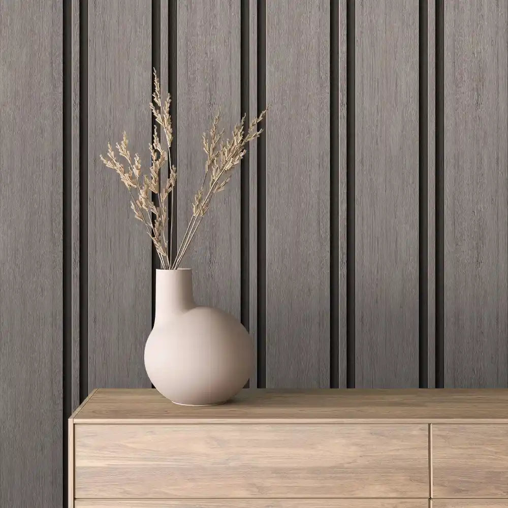 Papier Peint Lattes de Bois Naturel Effet Mur 3D Moderne