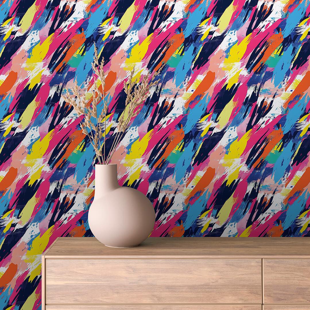 Papier Peint Abstrait Rétro Multicolore Artistique