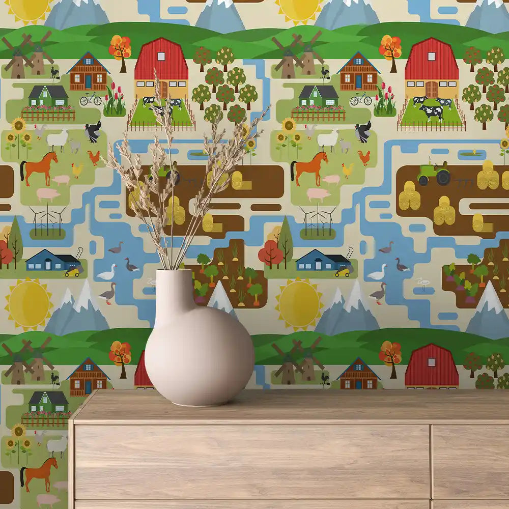 Papier Peint Enfant Univers Espace Motifs Ludiques et Colorés