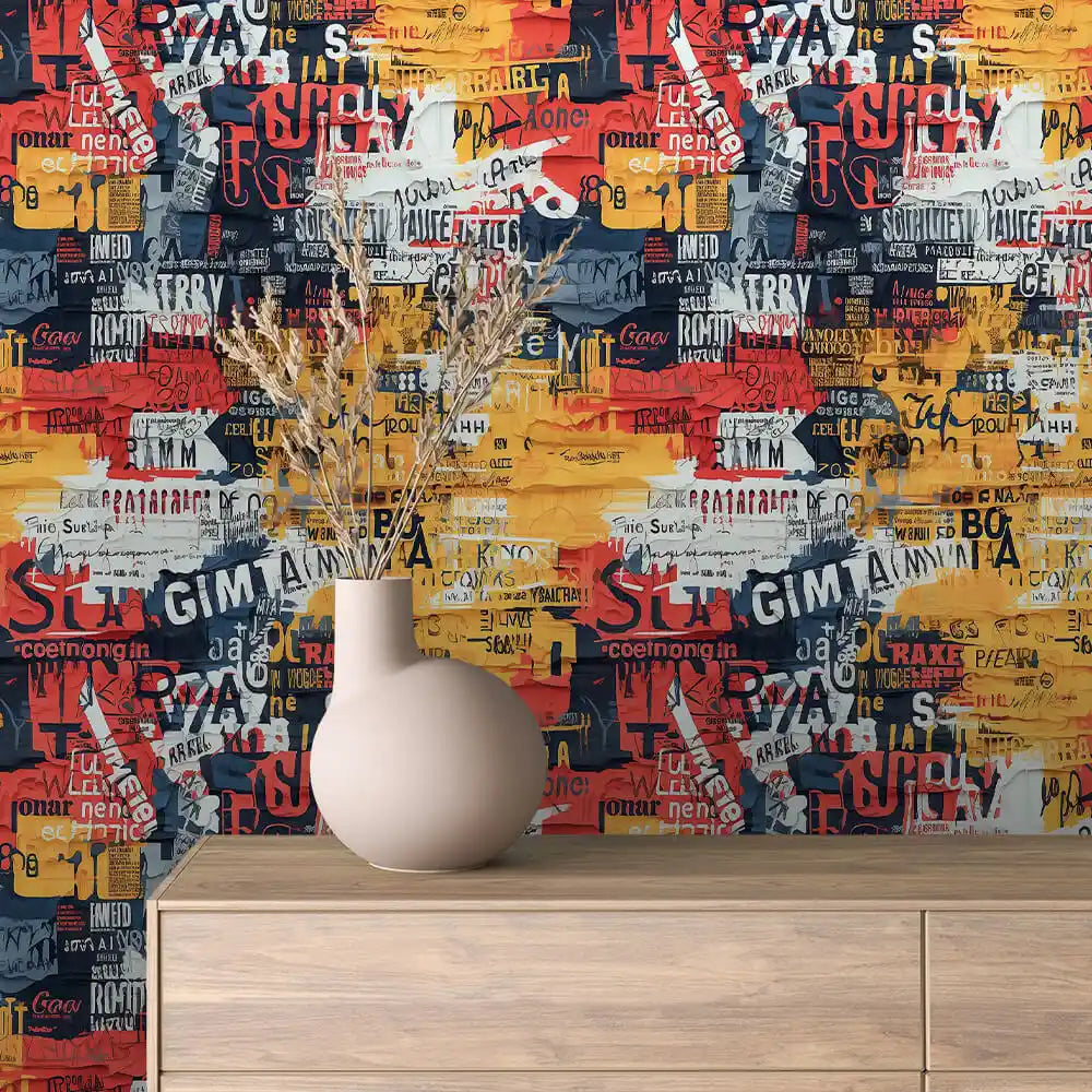 Papier Peint Graffiti Urbain Multicolore Style Street Art Dynamique