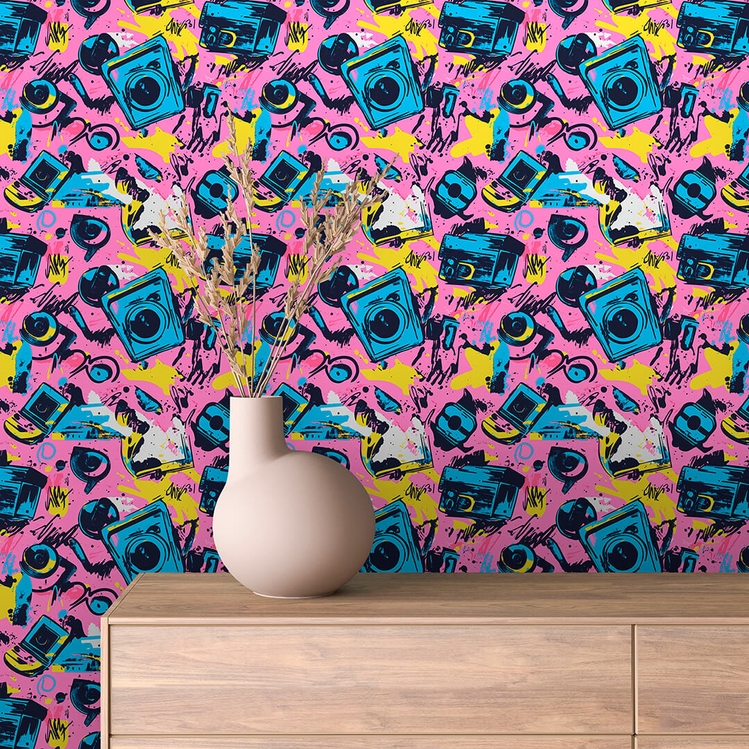 Papier Peint Artistique Style Street Art Multicolore