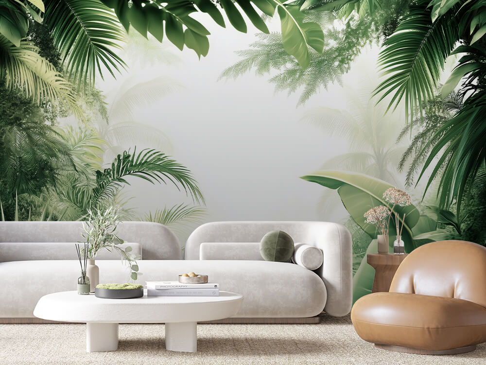 Papier Peint Feuilles Tropicales Chic Élégant