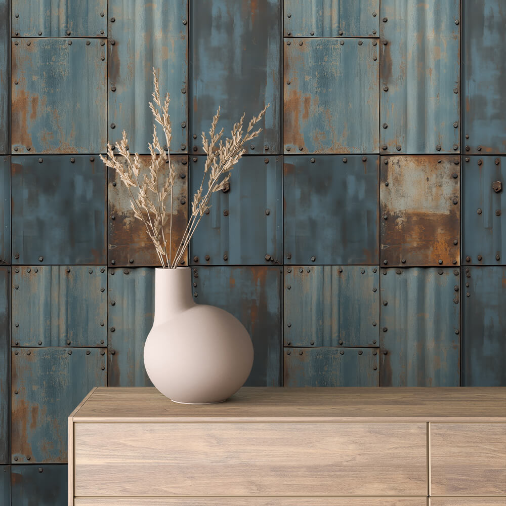Papier Peint Effet Métal Industriel – Style Loft Vintage