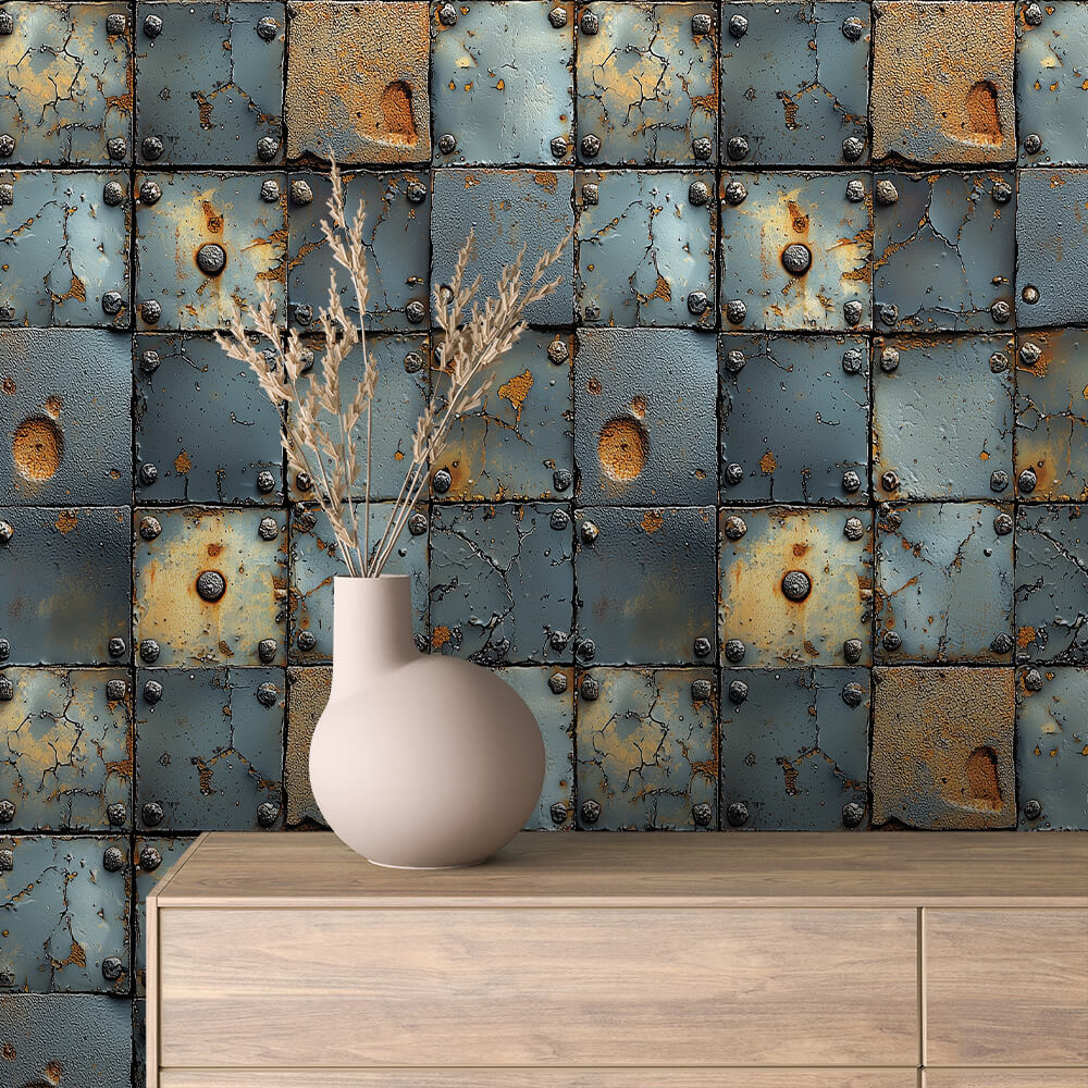 Papier Peint Effet Métal Industriel – Style Loft Vintage