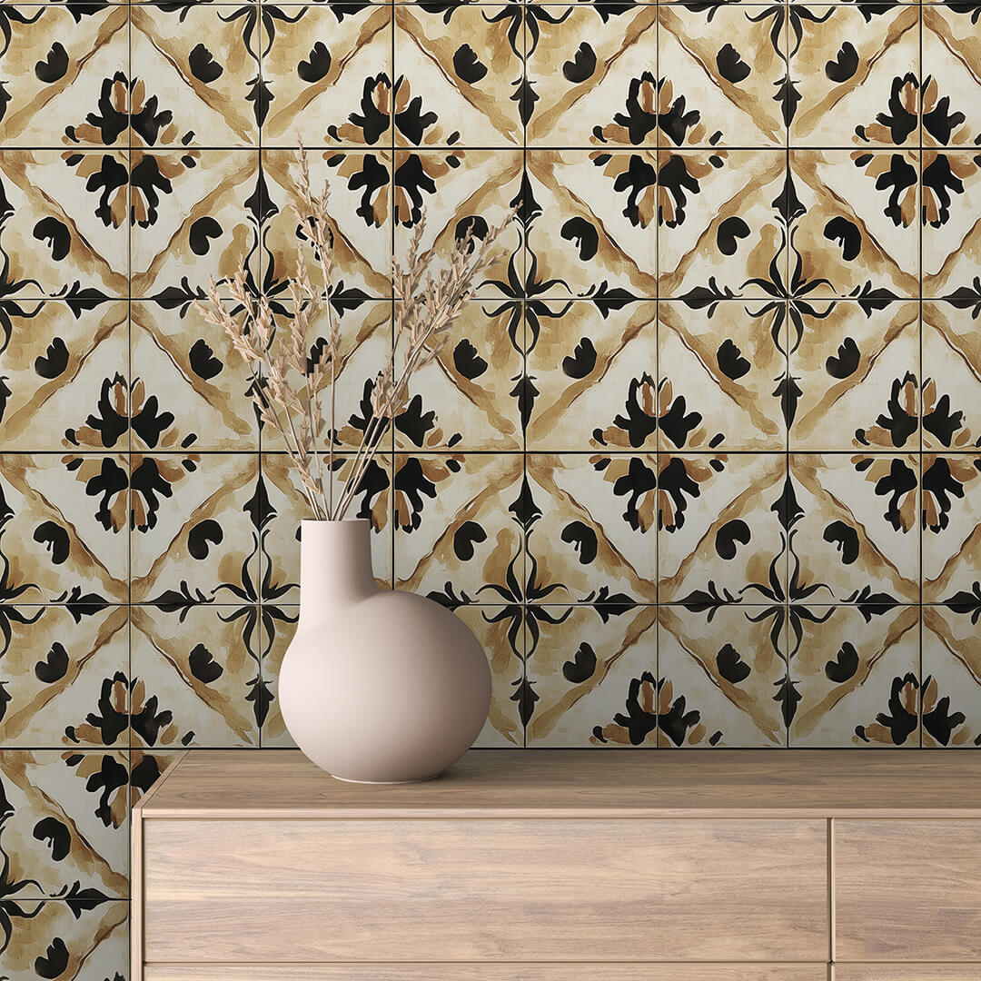Papier Peint Motif Carreaux Vintage Style Méditerranéen Élégant