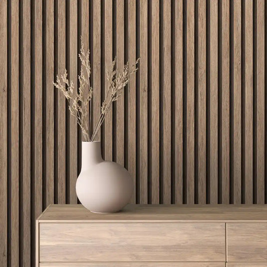 Papier Peint Lattes de Bois Naturel Effet Mur 3D Moderne