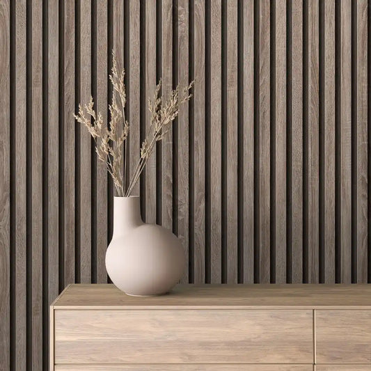 Papier Peint Lattes de Bois Naturel Effet Mur 3D Moderne