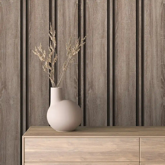 Papier Peint Lattes de Bois Naturel Effet Mur 3D Moderne
