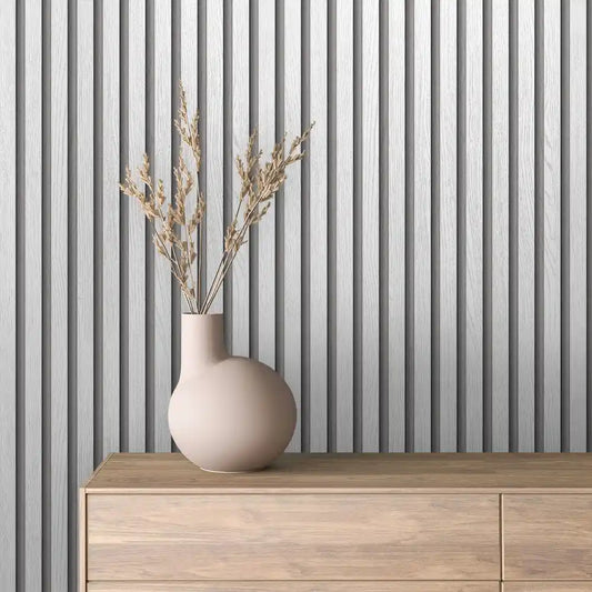 Papier Peint Lattes de Bois Naturel Effet Mur 3D Moderne