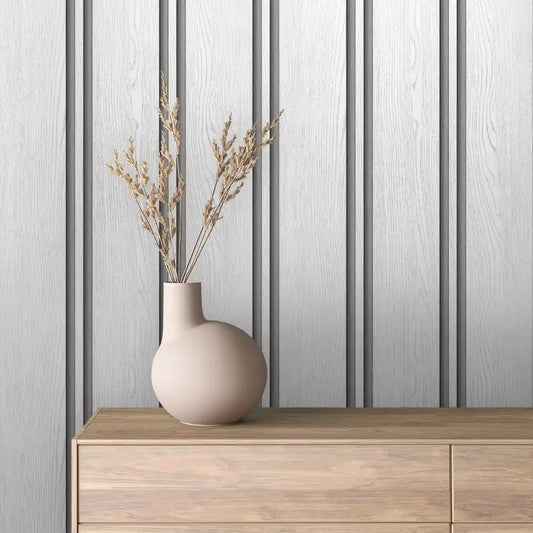 Papier Peint Lattes de Bois Naturel Effet Mur 3D Moderne