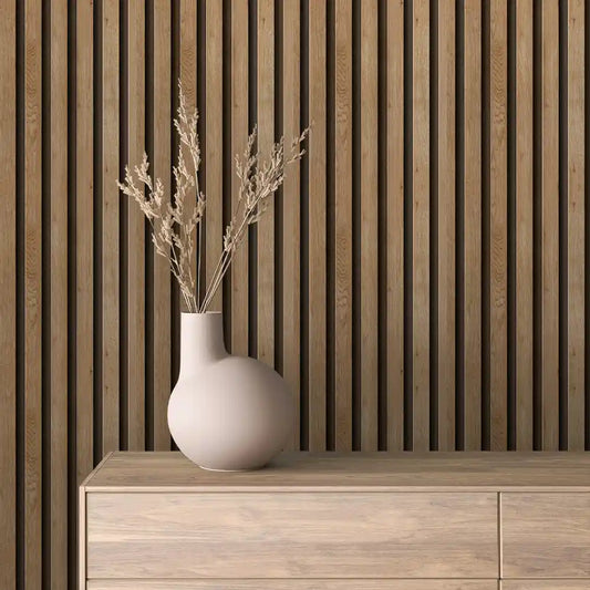 Papier Peint Lattes de Bois Naturel Effet Mur 3D Moderne