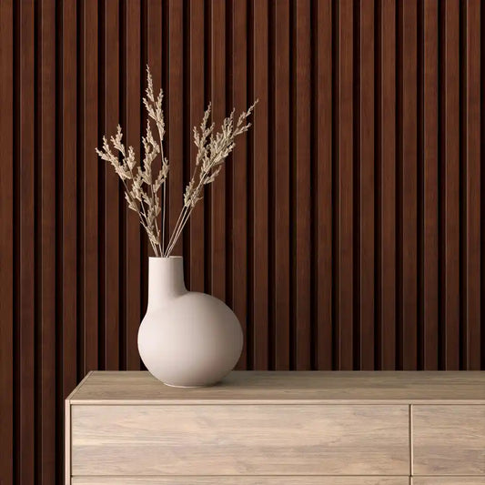 Papier Peint Lattes de Bois Naturel Effet Mur 3D Moderne