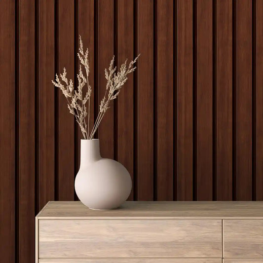 Papier Peint Lattes de Bois Naturel Effet Mur 3D Moderne