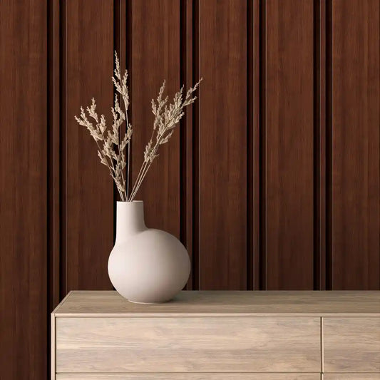Papier Peint Lattes de Bois Naturel Effet Mur 3D Moderne