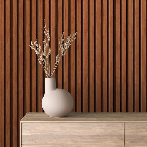 Papier Peint Lattes de Bois Naturel Effet Mur 3D Moderne