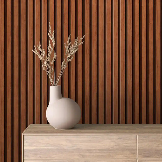Papier Peint Lattes de Bois Naturel Effet Mur 3D Moderne
