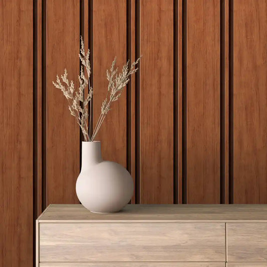 Papier Peint Lattes de Bois Naturel Effet Mur 3D Moderne