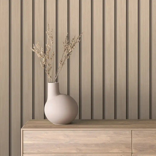 Papier Peint Lattes de Bois Naturel Effet Mur 3D Moderne