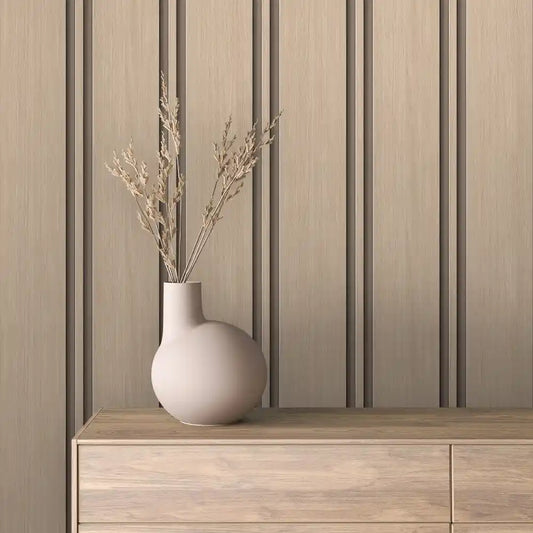 Papier Peint Lattes de Bois Naturel Effet Mur 3D Moderne