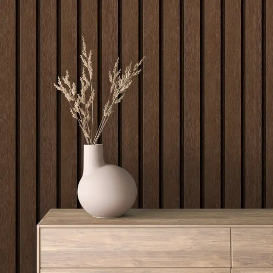 Papier Peint Lattes de Bois Naturel Effet Mur 3D Moderne