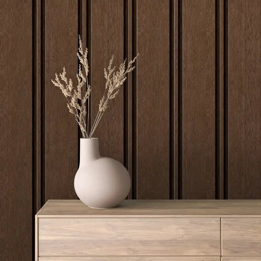Papier Peint Lattes de Bois Naturel Effet Mur 3D Moderne