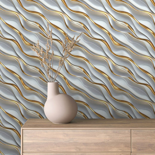 Papier Peint 3D Ondulations Design Luxueux et Moderne
