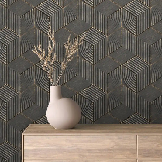 Papier Peint 3D Spirale Géométrique Effet Luxueux et Moderne