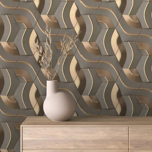 Papier Peint 3D Spirale Géométrique Effet Luxueux et Moderne
