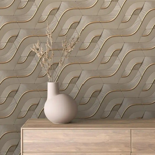 Papier Peint 3D Spirale Géométrique Effet Luxueux et Moderne