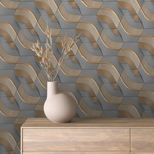 Papier Peint 3D Spirale Géométrique Effet Luxueux et Moderne
