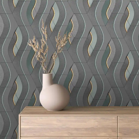 Papier Peint 3D Spirale Géométrique Effet Luxueux et Moderne
