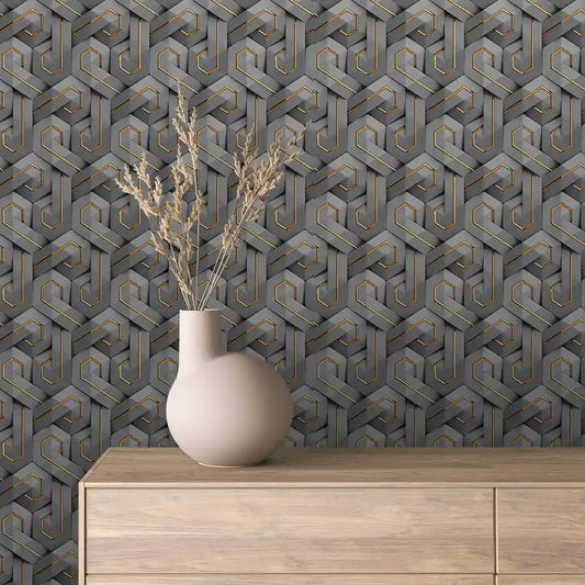 Papier Peint 3D Spirale Géométrique Effet Luxueux et Moderne