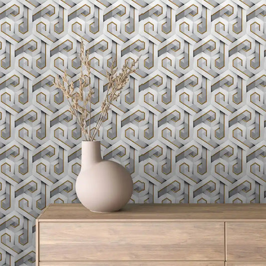 Papier Peint 3D Spirale Géométrique Effet Luxueux et Moderne