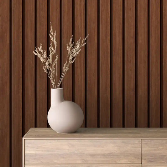 Papier Peint Lattes de Bois Naturel Effet Mur 3D Moderne