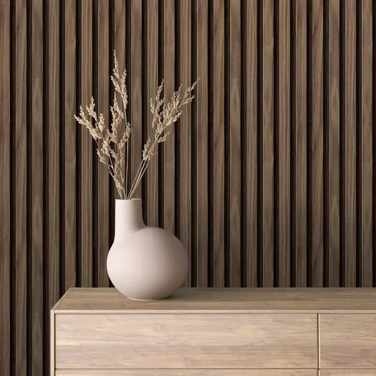 Papier Peint Lattes de Bois Naturel Effet Mur 3D Moderne