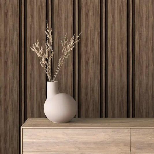Papier Peint Lattes de Bois Naturel Effet Mur 3D Moderne