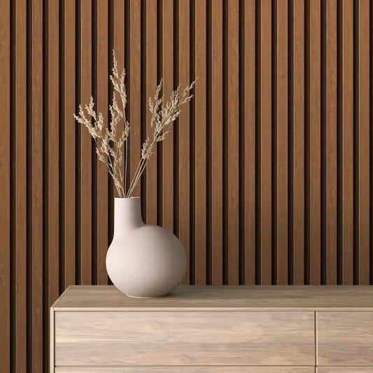 Papier Peint Lattes de Bois Naturel Effet Mur 3D Moderne