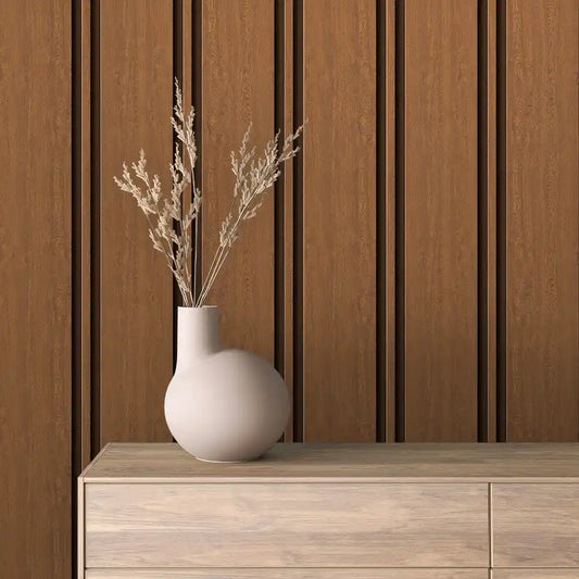Papier Peint Lattes de Bois Naturel Effet Mur 3D Moderne