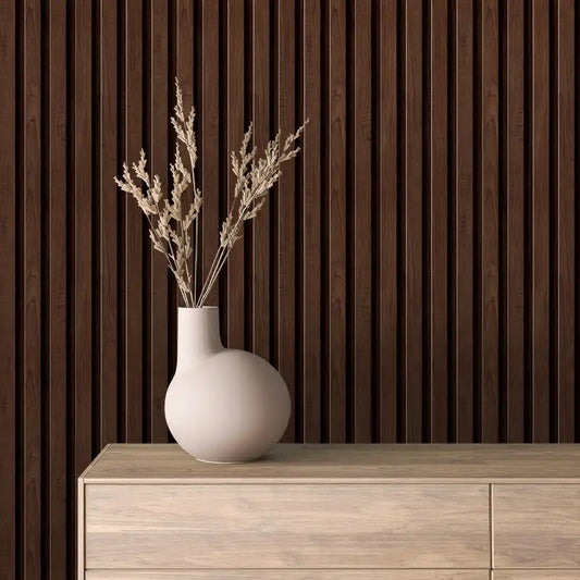 Papier Peint Lattes de Bois Naturel Effet Mur 3D Moderne