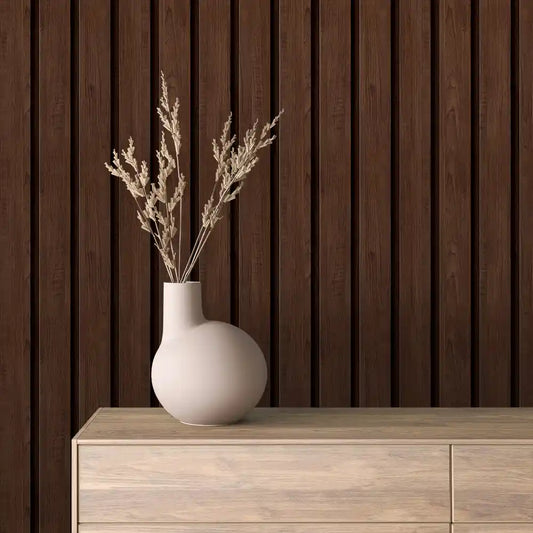 Papier Peint Lattes de Bois Naturel Effet Mur 3D Moderne