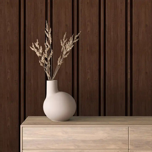 Papier Peint Lattes de Bois Naturel Effet Mur 3D Moderne