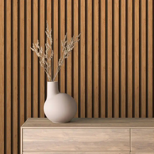 Papier Peint Lattes de Bois Naturel Effet Mur 3D Moderne