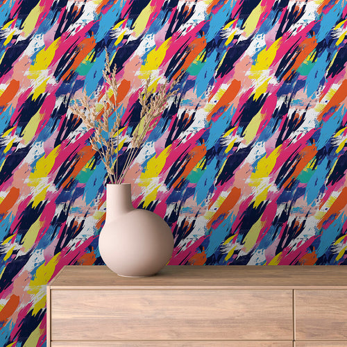 Papier Peint Abstrait Rétro Multicolore Artistique
