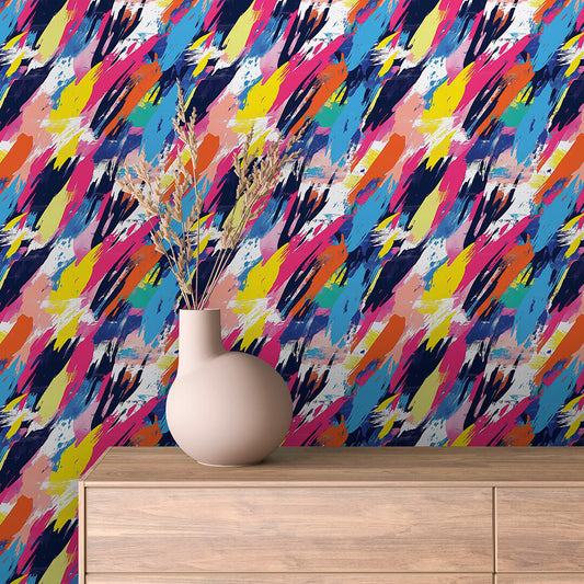 Papier Peint Abstrait Rétro Multicolore Artistique