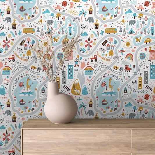 Papier Peint Enfant Univers Espace Motifs Ludiques et Colorés