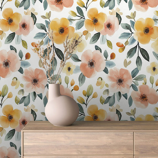 Papier Peint Floral Aquarelle Élégance Douce et Naturelle