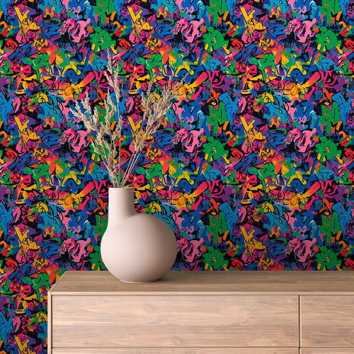 Papier Peint Artistique Style Street Art Multicolore