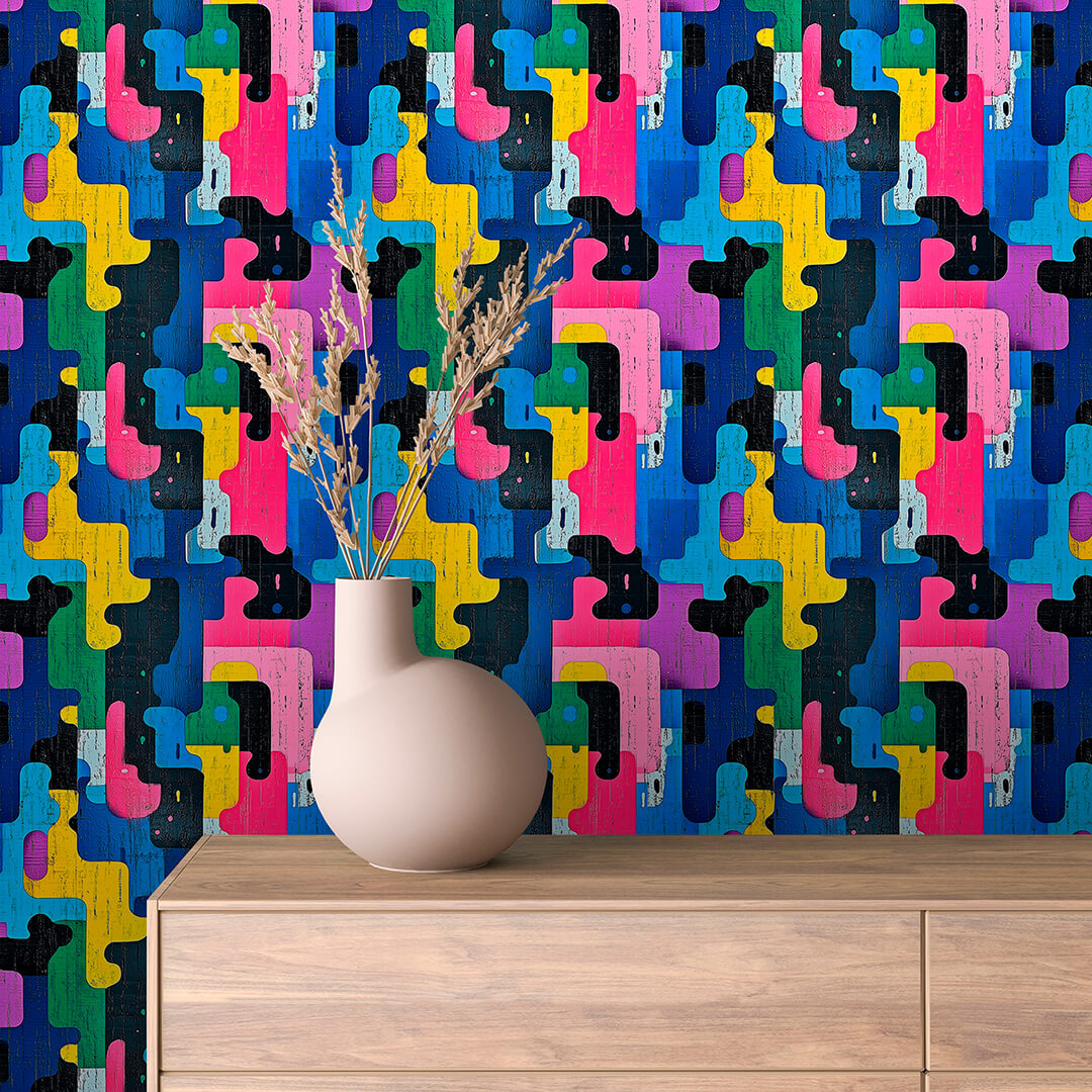 Papier Peint Artistique Style Street Art Multicolore