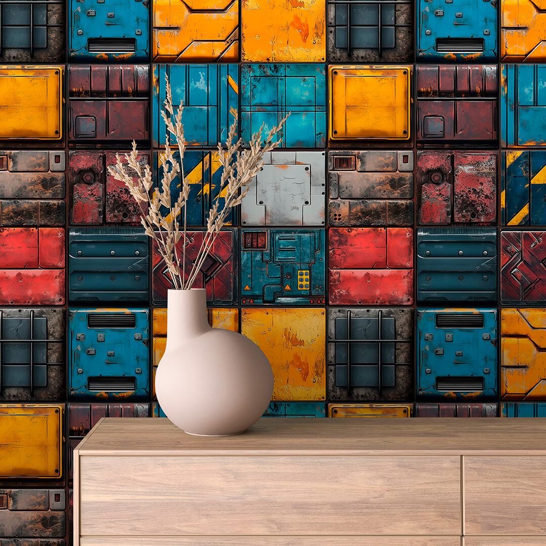 Papier Peint Artistique Style Street Art Multicolore